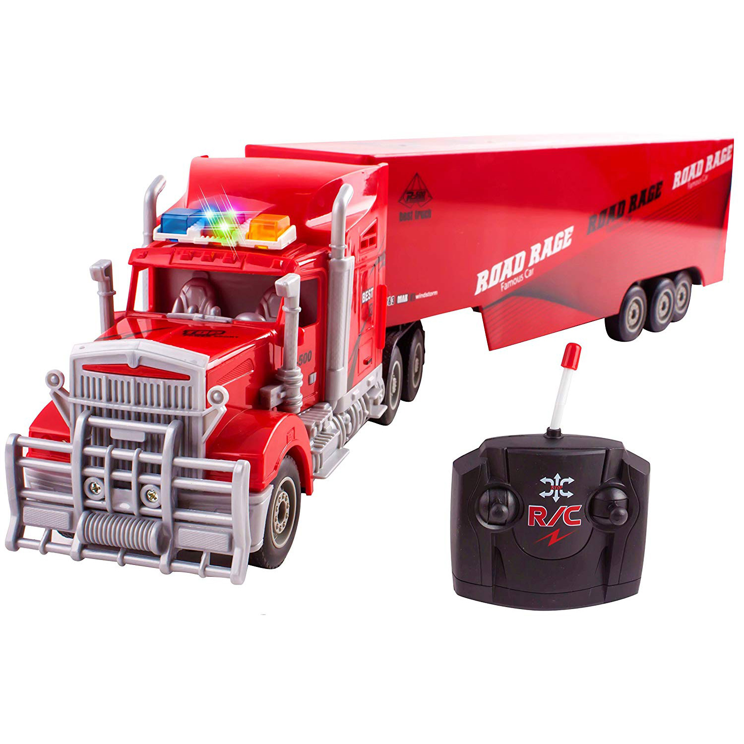 Toy Semi Truck Trailer 23" Electric Hauler Remote Control RC Children’s Transporter Ready To Run Full Cargo Perfect Big Rig For Kids Toys (Red)
