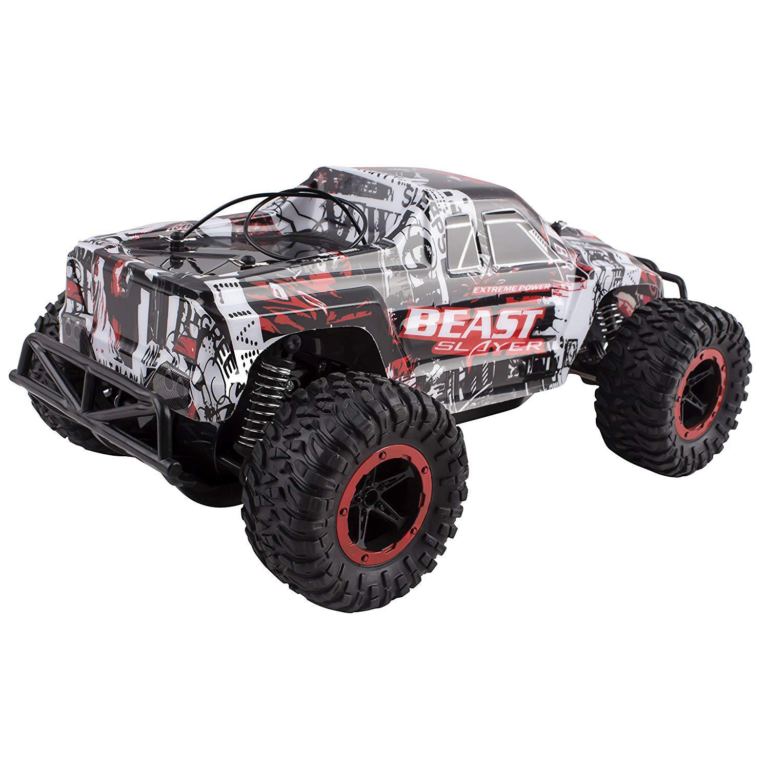 Beast Slayer Truck Removable Body Remote Control Turbo RC Buggy Car Large 1:16 Scale Size RTR With Working Suspension, High Speed, Radio Control Off-Road Hobby Truggy Rechargeable (Red) UJ99-1611B