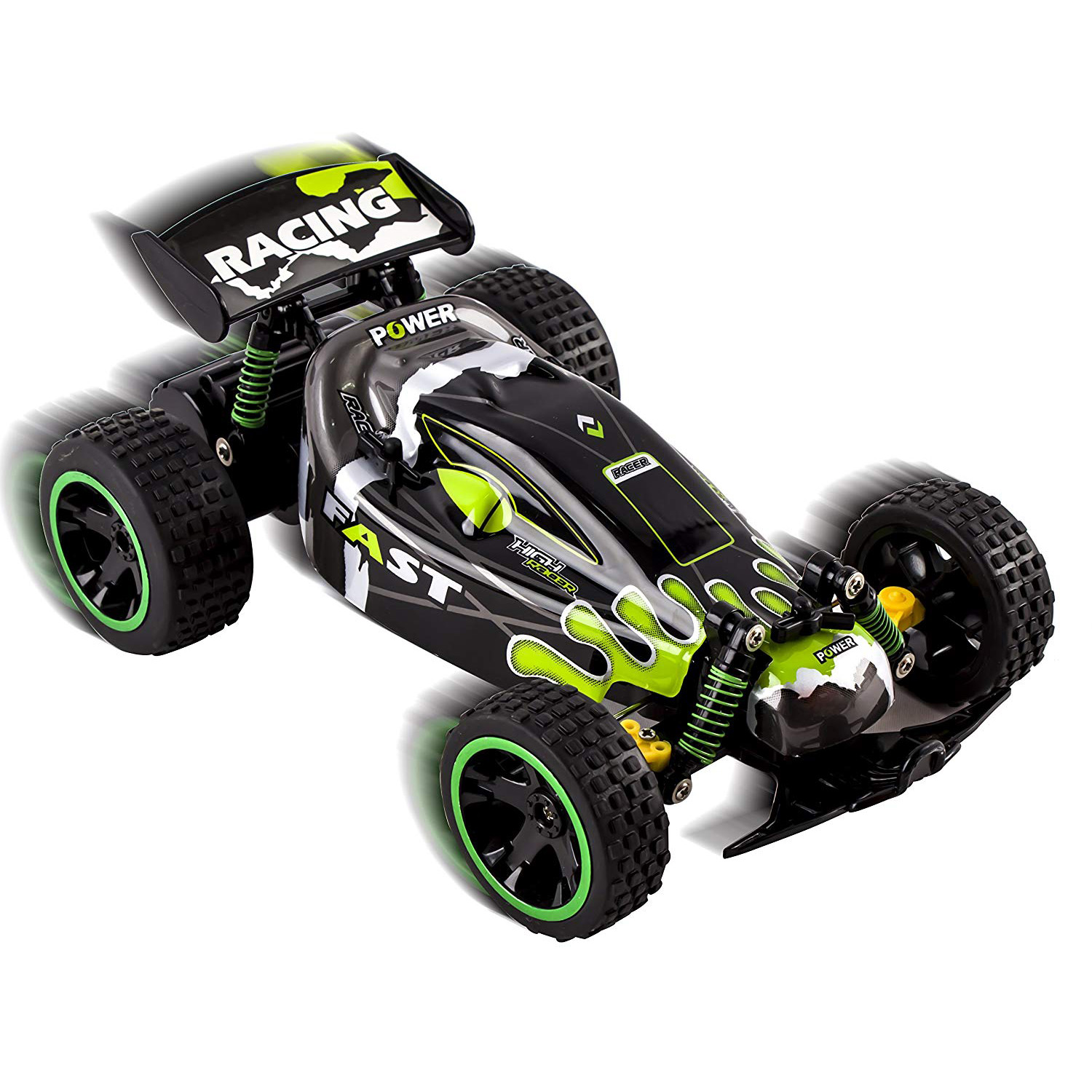 RC Buggy Truck 24Ghz System 118 Scale Remote Control High Speed Power With Working Off-Road Suspension Ready to Run Indoor And Outdoor Radio Car Toy Green QY1801B